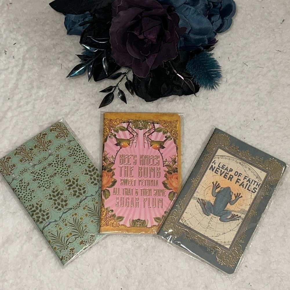 Papaya Art Mini Notebook Set of 3 Leap of Faith Bees Knees Floral Pocket Journal
